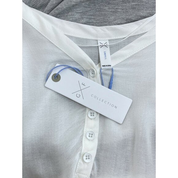 GF Collection Blouse Tunic Henley GF Girlfriend Collection Colorblock S Normcore - Picture 5 of 9